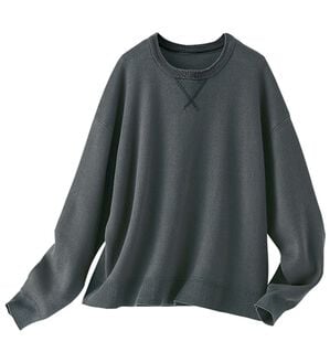BELLUNA（ベルーナ）の「《ＨｕｇＲｅａｍコットン》やわ編ゆったりニットプルオーバー（ニット・セーター）」｜チャコール