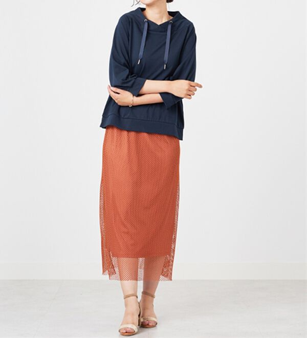 BELLUNA（ベルーナ）の「ヒンヤリ綿混ワイドネックプルオーバー（カットソー）」｜詳細画像