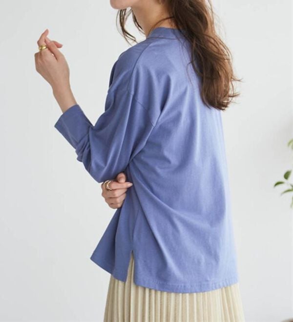 RANAN（ラナン）の「【選べる袖丈】ひんやり！＜BC＞綿100％プチハイネックＴシャツ（カットソー）」｜詳細画像