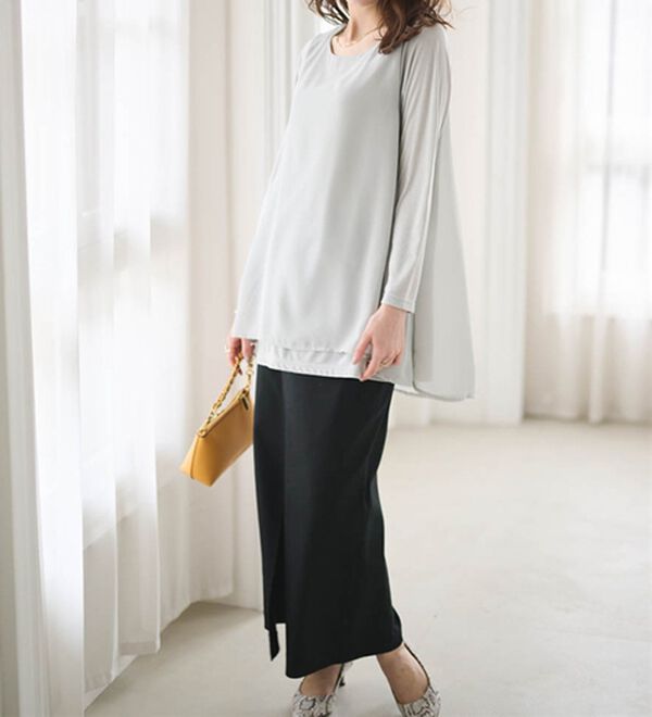 RANAN（ラナン）の「異素材切替フレアーチュニック（チュニック）」｜詳細画像