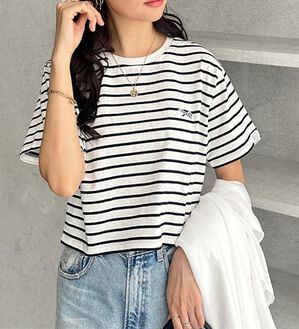 GeeRA（ジーラ）の「GeeRA別注【ＰＥＮＮＥＹＳ】接触冷感ショートＴシャツ（Tシャツ）」｜オフ白系ボーダー
