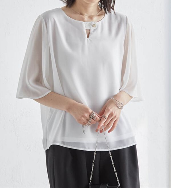 ひんやり！フレアー袖シフォンブラウス - ベルーナ【公式】