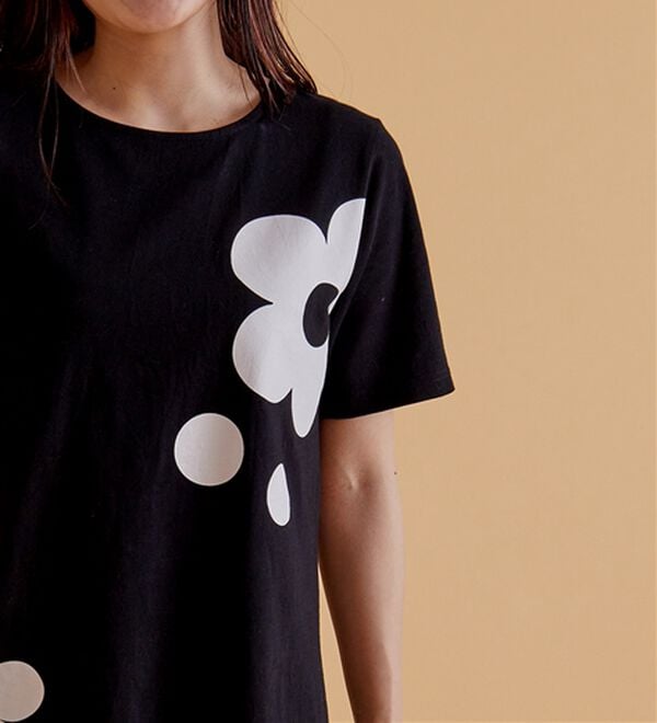 BELLUNA（ベルーナ）の「ひんやリッチコットン大人のプリントロング丈Ｔシャツ（カットソー）」｜詳細画像