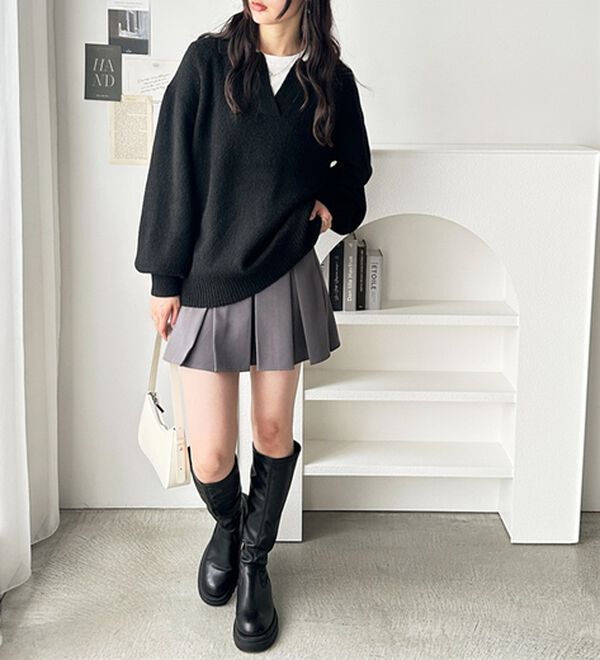 GeeRA（ジーラ）の「スキッパーポロ衿ニットトップス（ニット・セーター）」｜詳細画像