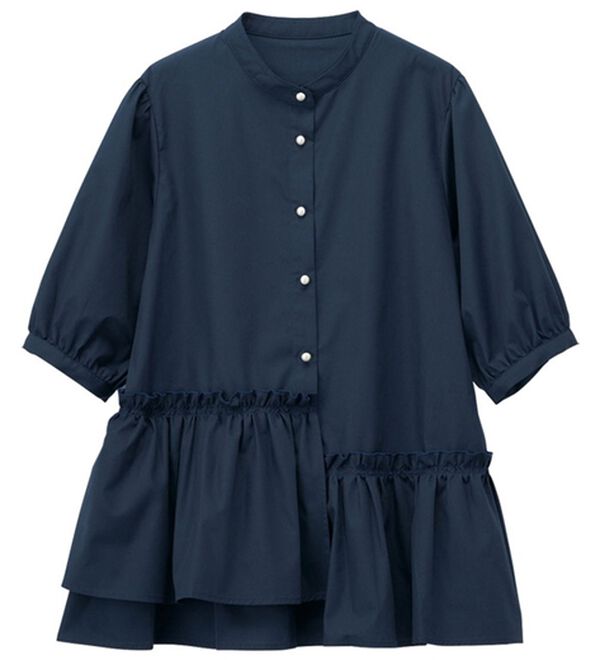 RANAN（ラナン）の「５分袖ペプラムギャザーブラウス（ブラウス）」｜詳細画像