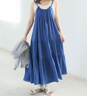 A HAPPY MARILYN（アハッピーマリリン）の「【Ｌ～６Ｌ】【風通るプレミアム】ティアード切替キャミワンピース（ロングワンピース）」｜ロイヤルブルー