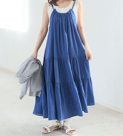 A HAPPY MARILYN（アハッピーマリリン）の「【Ｌ～６Ｌ】【風通るプレミアム】ティアード切替キャミワンピース（ロングワンピース）」