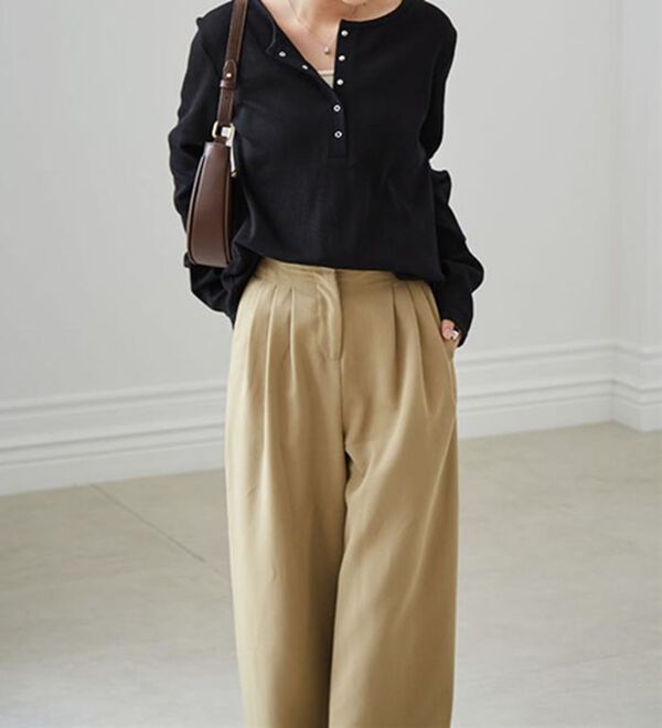 RANAN（ラナン）の「ヘンリーネックワッフルロンＴ（カットソー）」｜詳細画像