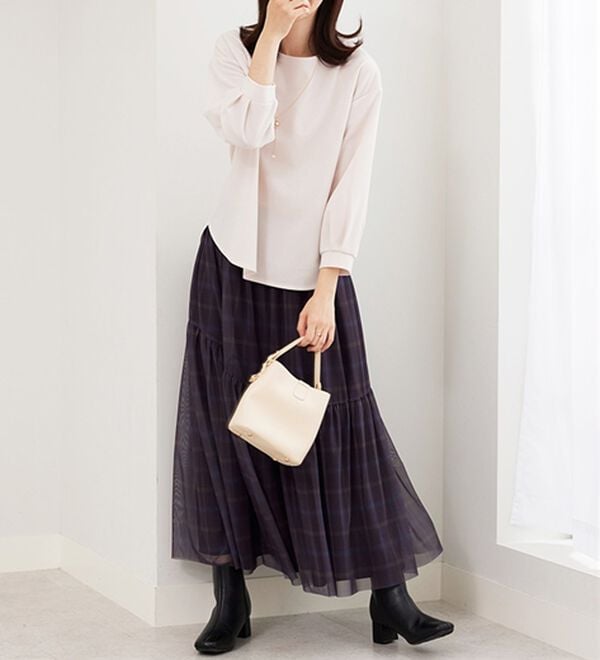 BELLUNA（ベルーナ）の「【2点セット】ジョーゼット素材ネックレス付ブラウス（ブラウス）」｜詳細画像