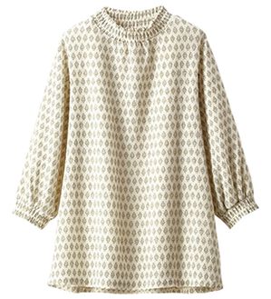 BELLUNA（ベルーナ）の「シャーリング使い楊柳素材ブラウス（ブラウス）」｜小紋柄