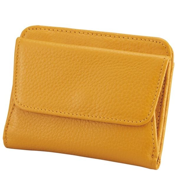 「牛革コンパクト財布（財布・パスケース）」｜イエロー