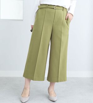 BELLUNA（ベルーナ）の「ウーリッシュ素材ベルト付ワイドパンツ（その他パンツ）」｜ピスタチオ