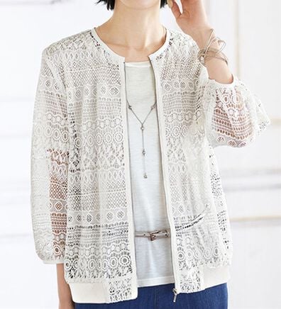 BELLUNA（ベルーナ）の「幾何柄レースジャケット（その他ジャケット）」