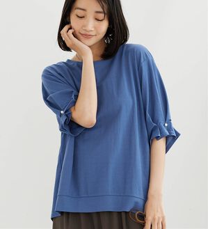 BELLUNA（ベルーナ）の「【接触冷感】涼感素材袖パールデザインプルオーバー（カットソー）」｜詳細画像