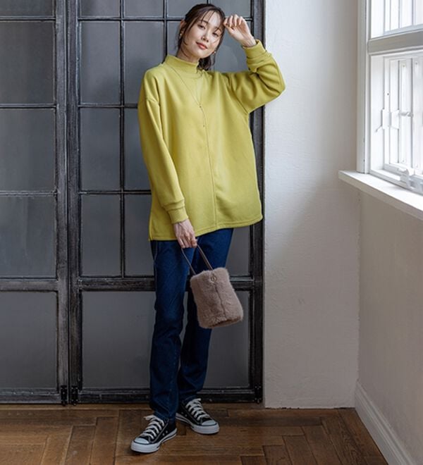 BELLUNA（ベルーナ）の「リブ使いがかわいい裏起毛トレーナー（チュニック）」｜詳細画像