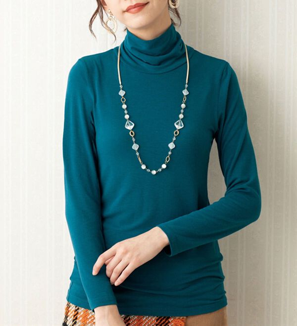 「うるおい椿オイル加工ぽかぽかハイネック（カットソー）」｜詳細画像