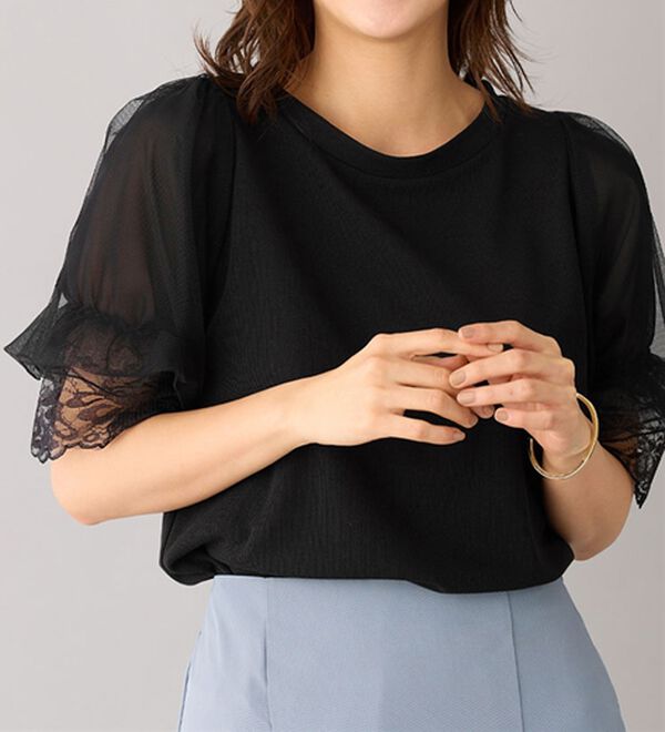 alotta（アロッタ）の「上品袖レース使いプルオーバー（カットソー）」｜詳細画像