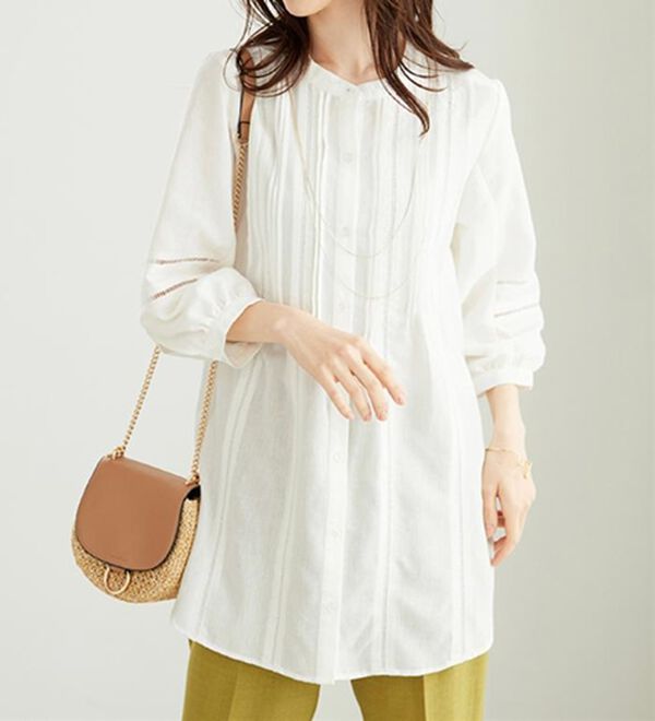 BELLUNA（ベルーナ）の「機能付リネン混ピンタック使いシャツチュニック（チュニック）」｜詳細画像