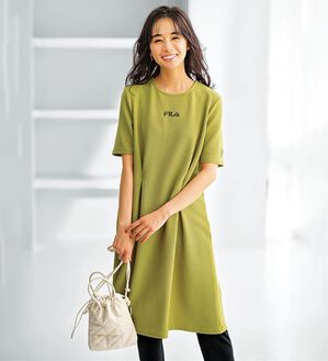 BELLUNA（ベルーナ）の「＜ＦＩＬＡ＞ふくれジャカード素材チュニックワンピース（カットソーワンピース）」｜イエローグリーン