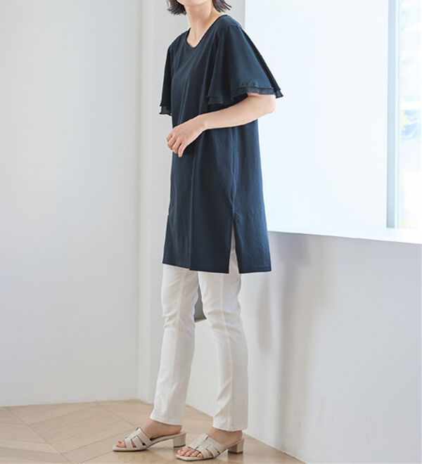 Viola e Viola（ヴィオラ エ ヴィオラ）の「【５つの機能付】ひんやり！袖シフォンゆるチュニック（チュニック）」｜詳細画像