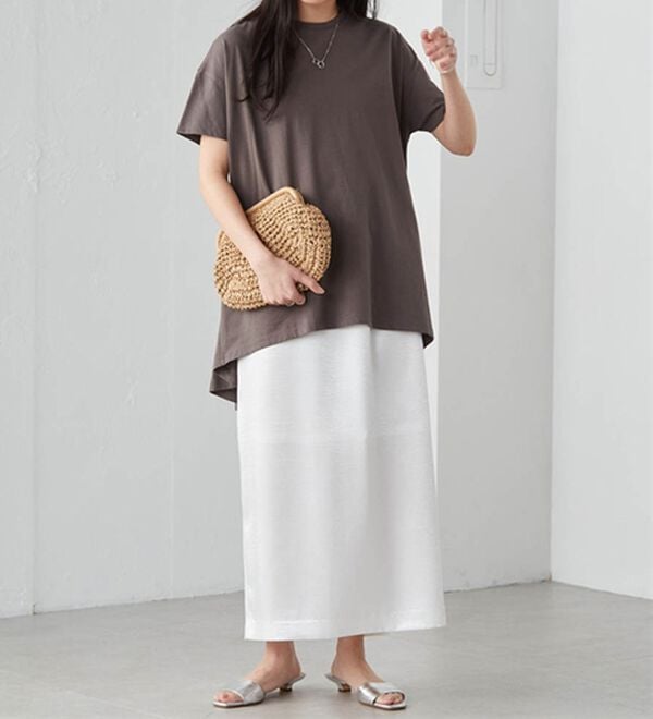 RANAN（ラナン）の「＜ＢＣ＞綿１００％ひんやりフレアーシルエットチュニック（カットソー）」｜詳細画像