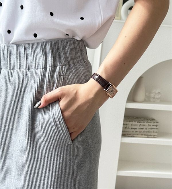 GeeRA（ジーラ）の「【着回し力◎】楽ちんすっきり見え！リブロングスカート（ロングスカート）」｜詳細画像