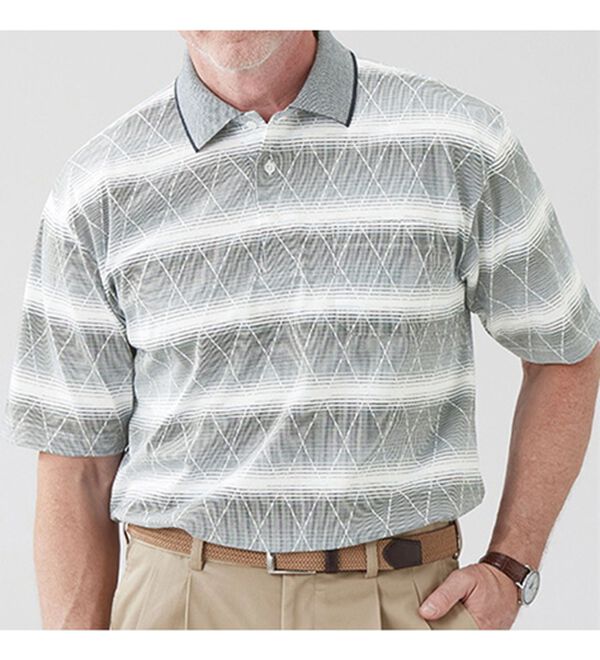 RUSSELLUNO メンズポロシャツ L ベージュ/ホワイト グラデーション RUSSELLUNO メンズポロシャツ L ベージュ/ホワイト グラデーション