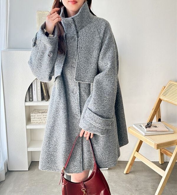 GeeRA（ジーラ）の「リングウールライクスタンドカラーコート（ハーフコート）」｜詳細画像