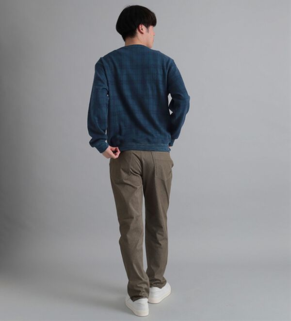 「＜コムルヴァン・オム＞チェック柄ふくれジャカードトレーナー（メンズトレーナー）」｜詳細画像