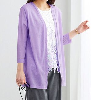 BELLUNA（ベルーナ）の「花柄プリントレースカーディガンアンサンブル（アンサンブル）」｜ラベンダー系