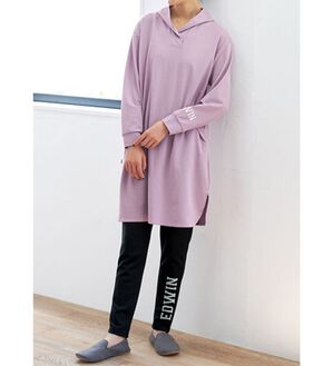BELLUNA（ベルーナ）の「＜ＥＤＷＩＮ＞ミニ裏毛フードチュニックセットアップ（セットアップ）」｜ラベンダー