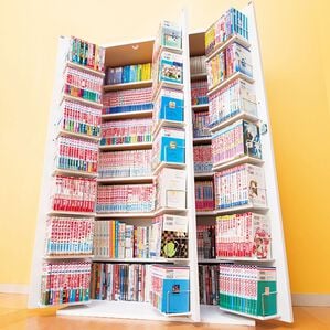 「文庫本も対応！ＡＶコミックキャビネット＜本棚　書棚　コミック収納　ＤＶＤ収納　扉付　鍵付　日本製　漫画棚　本棚＞（ラック・棚・本棚）」｜ホワイト