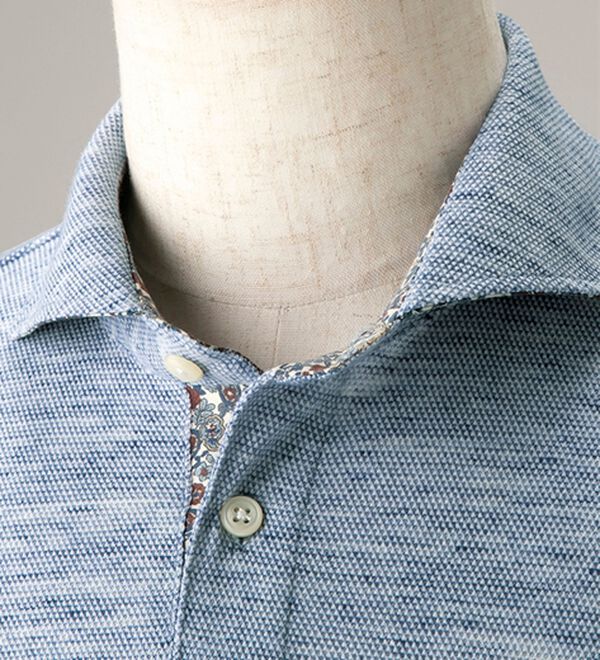 「＜コムルヴァン・オム＞リネンブレンド大人の杢調ポロ（メンズポロシャツ）」｜詳細画像