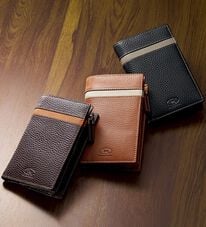 「＜ケン・コレクション＞収納力に優れた縦型二つ折り財布（メンズ財布・パスケース）」