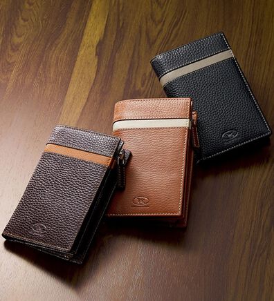 「＜ケン・コレクション＞収納力に優れた縦型二つ折り財布（メンズ財布・パスケース）」