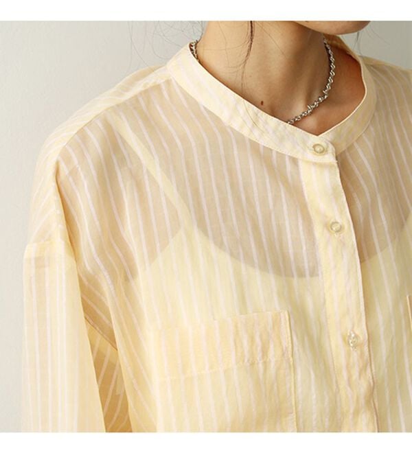 GeeRA（ジーラ）の「シアー素材ストライプマルチウェイシャツ（シャツ）」｜詳細画像