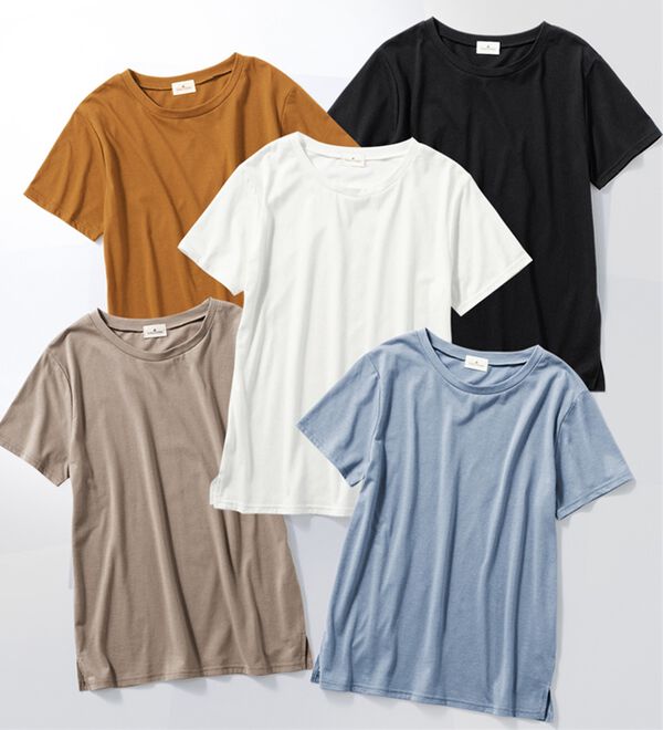 Viola e Viola（ヴィオラ エ ヴィオラ）の「【５つの機能付】毎日着たい！クルーネックＴシャツ（Tシャツ）」｜詳細画像