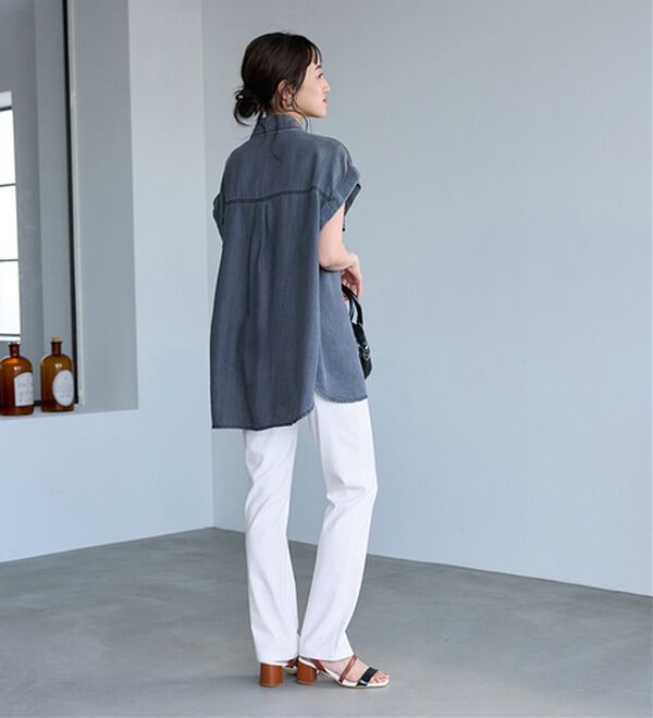 BELLUNA（ベルーナ）の「ヒンヤリ快適！接触冷感ニットデニムパンツ（フルレングスパンツ）」｜詳細画像