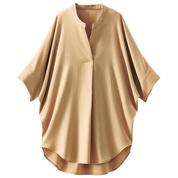 BELLUNA（ベルーナ）の「ヒンヤリ！麻調スラブ素材ドルマンシャツチュニック（チュニック）」｜詳細画像