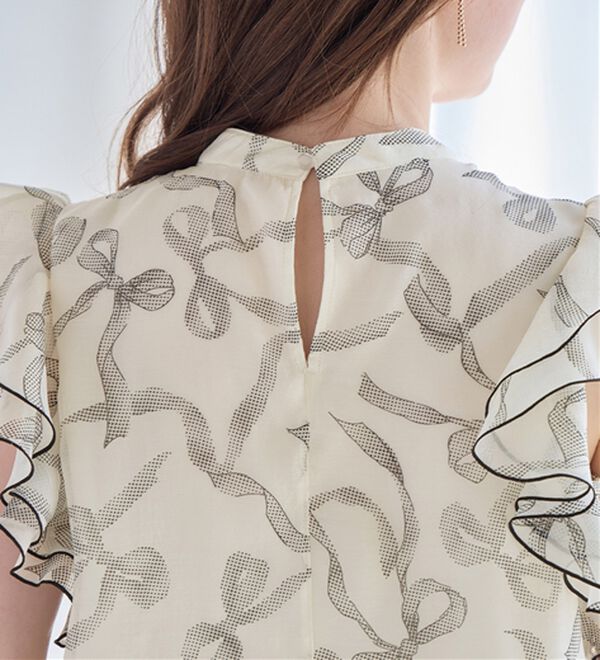 alotta（アロッタ）の「リボン柄フリル袖ブラウス（ブラウス）」｜詳細画像