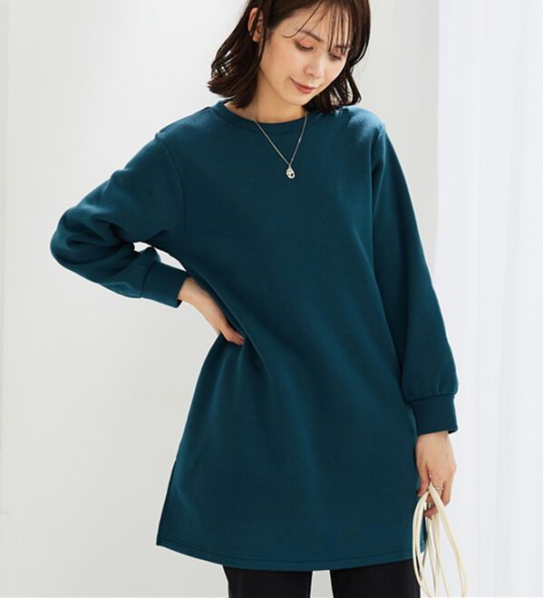 BELLUNA（ベルーナ）の「ふんわり素材軽ぽかチュニックワンピ―ス（チュニックワンピース）」｜ターコイズ