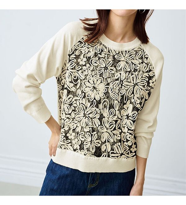 RANAN（ラナン）の「レース使いニットプルオーバー（ニット・セーター）」｜詳細画像