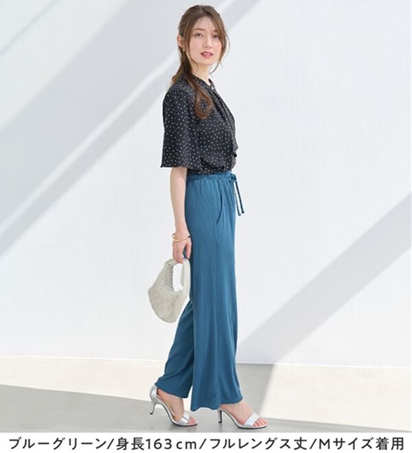 alotta（アロッタ）の「【選べる丈】のびのびストレッチリブワイドパンツ（クロップドパンツ）」｜詳細画像