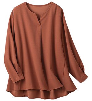 VINNO（ヴィノ）の「カットジョーゼットフレアーブラウス（ブラウス）」｜テラコッタ