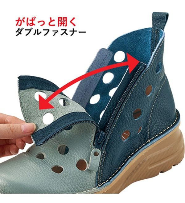 「アビータ　ダブルファスナー式パンチングシューズ（ブーツ）」｜詳細画像
