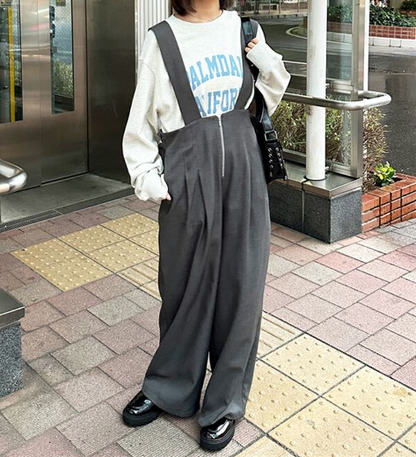 GeeRA（ジーラ）の「フロントジップハイウエストサロペット（オールインワン）」｜詳細画像