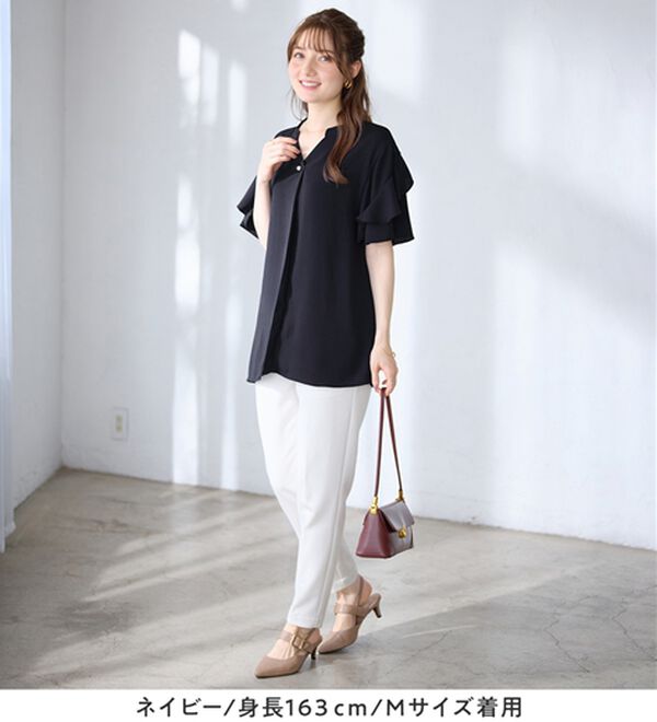 alotta（アロッタ）の「【イージーケア】フリル袖チュニックブラウス（チュニック）」｜詳細画像