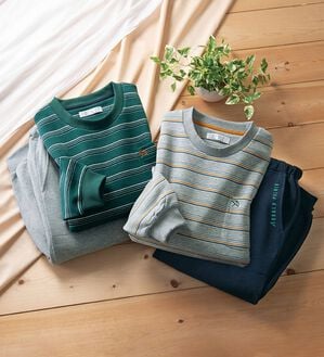 「【２着組】＜アーノルド　パーマー＞華やかボーダー暖かパジャマ（メンズルームウェア）」｜詳細画像