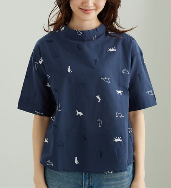 BELLUNA（ベルーナ）の「ネコ&ウサギ刺しゅうブラウス（ブラウス）」｜詳細画像