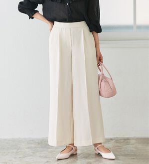 Pierrot（ピエロ）の「【選べる丈】楽ちんきれい高見えワイドパンツ（ワイドパンツ・ガウチョ）」｜アイボリー